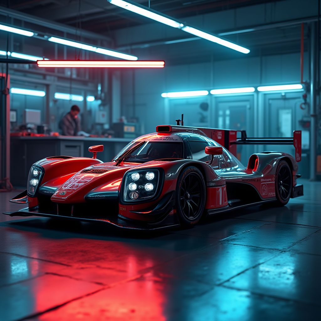 Préparation d'une voiture de course